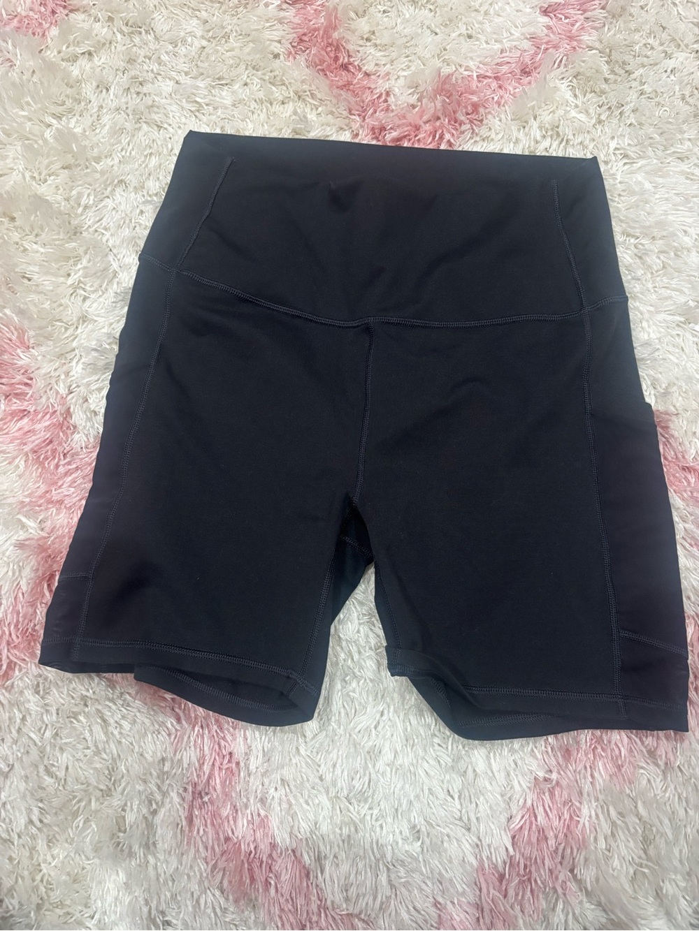 Fabletics power hold High-Rise Black Women's Bike Shorts with pockets